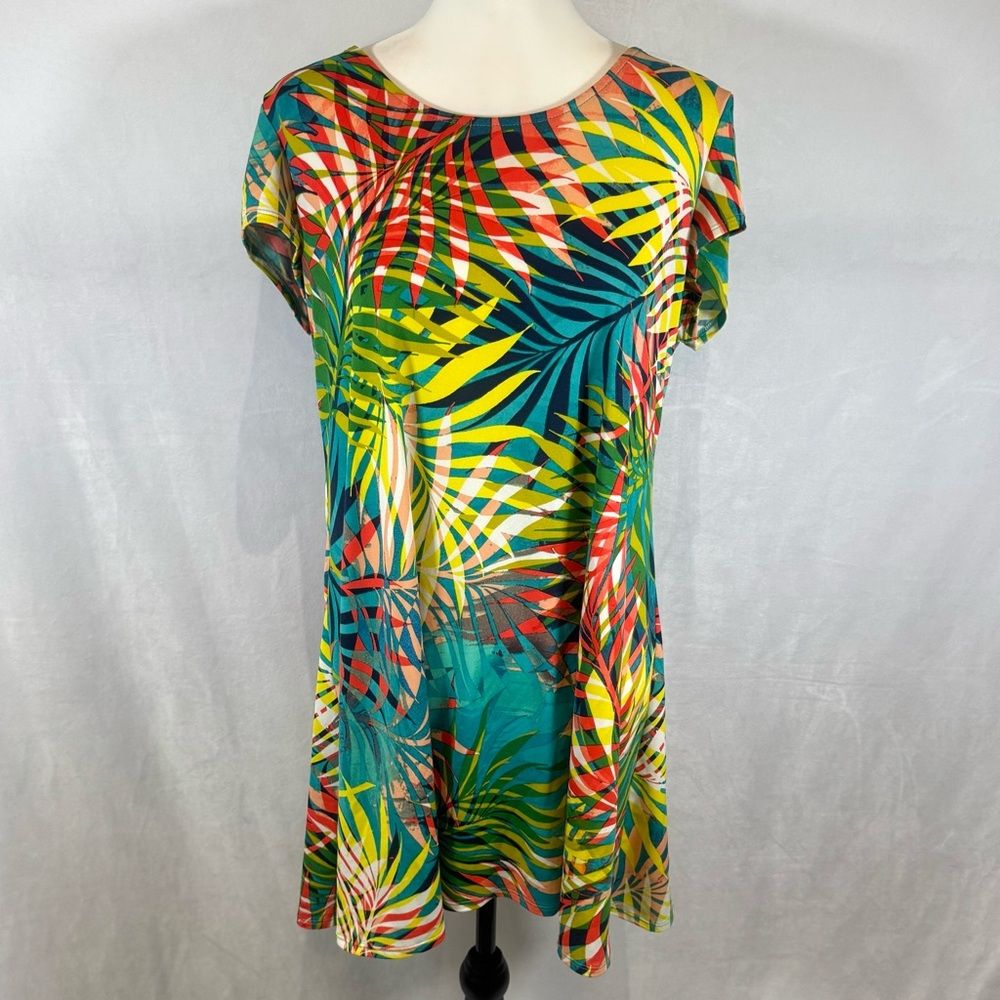 Msk Colorful Tropical Keyhole Back Shift Dress Size Xl Petite